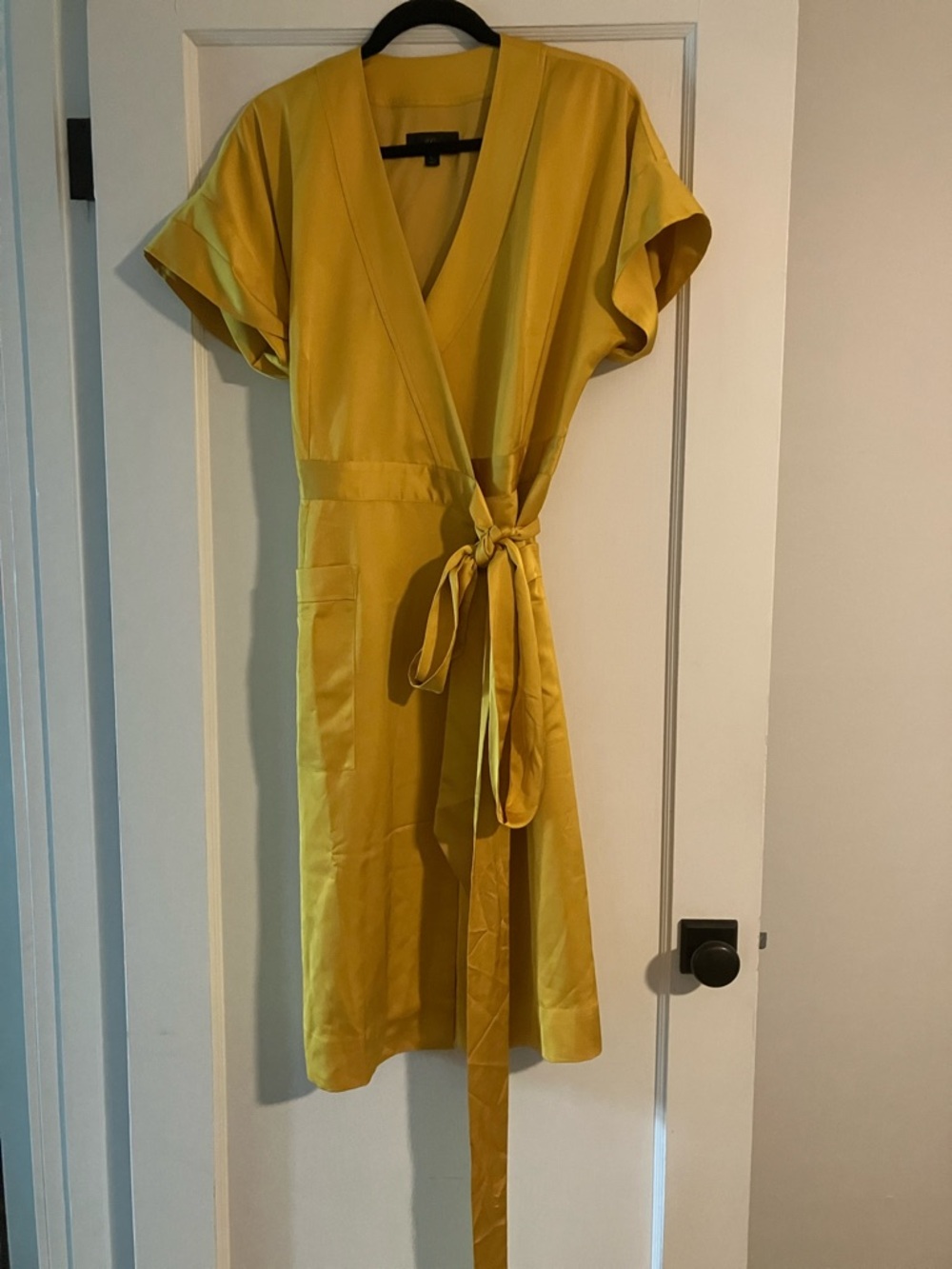 J. Crew Mustard Yellow Wrap Midi Dress with Tie